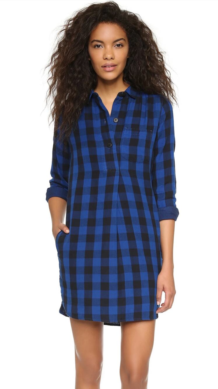 Madewell Shirtdress in Blue Buffalo Check Size XS